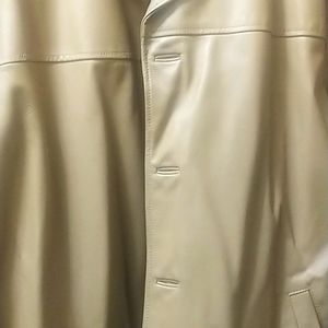 Mens tan, soft leather ,zip out lining, 3x leather pea coat.